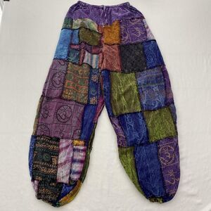 Patchwork Harem Pants Mens Large Boho Hippie Festival Yoga Pull On Womens